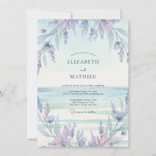 Brautkleid mit Minz- und Lila-Wisteria Einladung