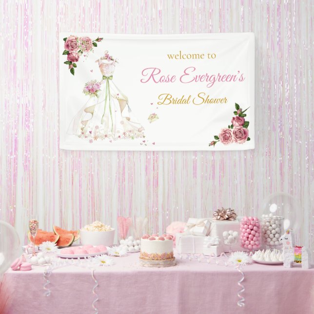 Brautkleid mit rosa Blumen nach Maß Banner (Party)
