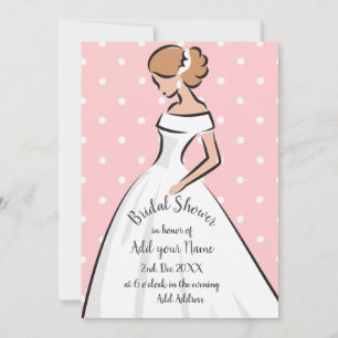 Brautkleid mit rosa Punkten für Junggesellinnenabs Einladung