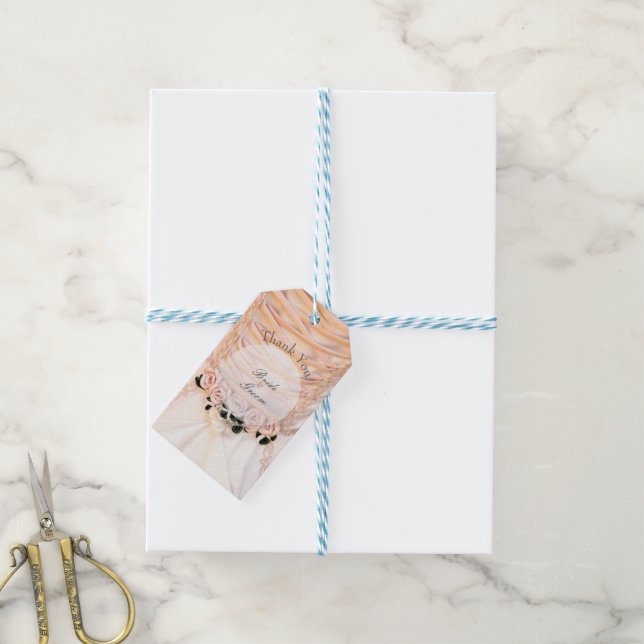 Brautkleid mit Rose Hochzeit Geschenkanhänger (Mit Garn)