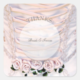 Brautkleid mit Rose Hochzeit Quadratischer Aufkleber