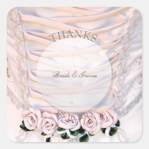 Brautkleid mit Rose Hochzeit Quadratischer Aufkleber