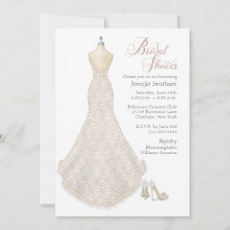 Brautkleid mit Schuhen Einladung zur Brautparty