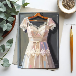 Brautkleid mit Spitze | Wasserfarbene Hochzeitskle Postkarte