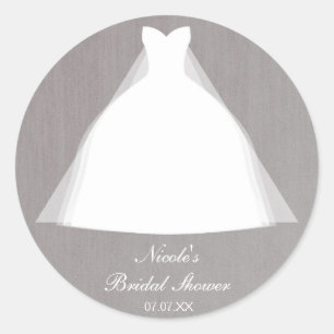 Brautkleid Moderne Glamour Brautparty Grau Runder Aufkleber