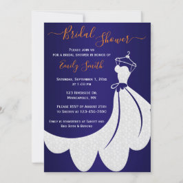 Brautkleid | Navy Blue und Orange Brautparty Einladung