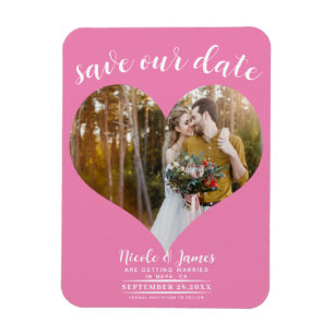 Brautkleid Rosa Herz Foto Hochzeit Save the Date Magnet