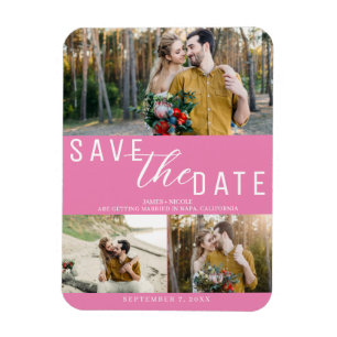 Brautkleid Rosa Save the Date Hochzeit 3 Fotos Magnet