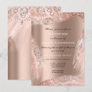 Brautkleid Sweet 16 Rose Gold Glitzernd Einladung