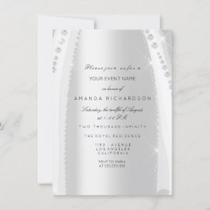 Brautkleid Weiß Rosa Silber Grau Diamant Einladung