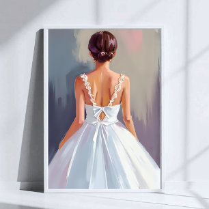 Brautkleid   Weißes Spitzenkleid Wasserfarbe Poster