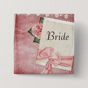 Brautknopf im Vintage-Rosa-Stil Button