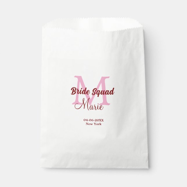 Brautkommando hinzufügen Name Monogramm Brautjungf Geschenktütchen (Vorderseite)