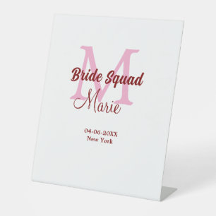 Brautkommando hinzufügen Name Monogramm Brautjungf Sockelschild