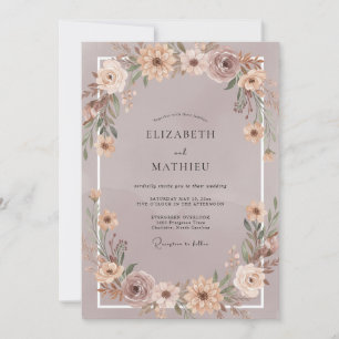 Brautkranz Hochzeit im Vintage-Lavendelton mit Cha Einladung