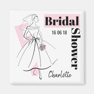 Brautmode Rosa Junggesellinnenabschied Datum Name Magnet