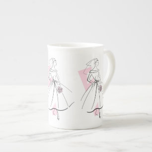 Brautmode Rosa Tasse Bone China
