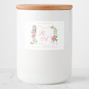 Brautmonogramm mit rosa Band Lebensmitteletikett