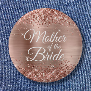Brautmutter Glittery Rose Gold Folie Button