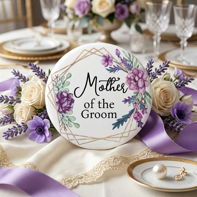 Brautmutter Lila Florale Hochzeit Button (Von Creator hochgeladen)