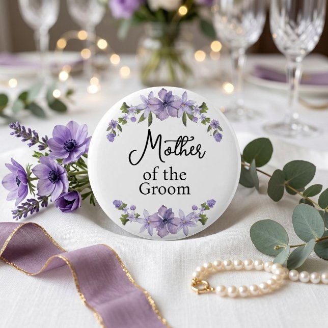 Brautmutter Lila Florale Hochzeit Button (Von Creator hochgeladen)