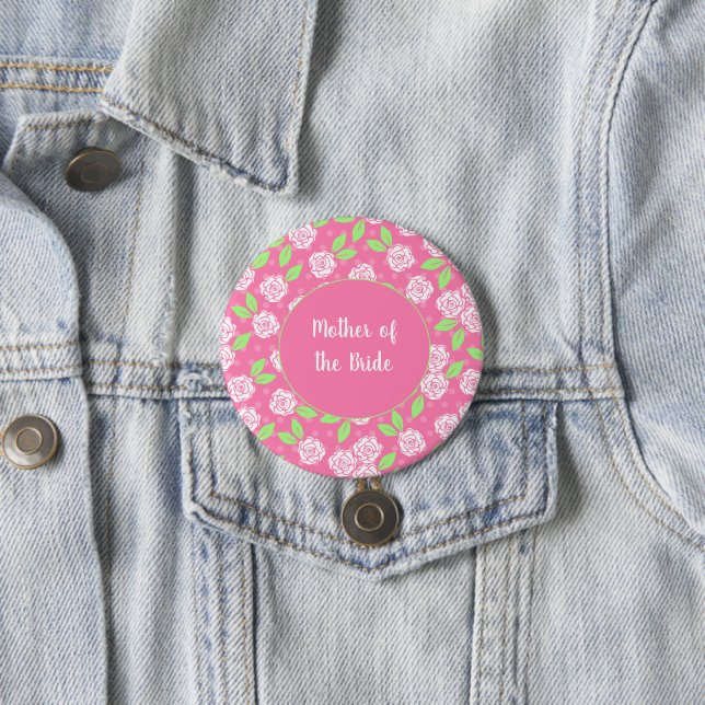 Brautmutter Rosa Grün Floral Button (Beispiel)