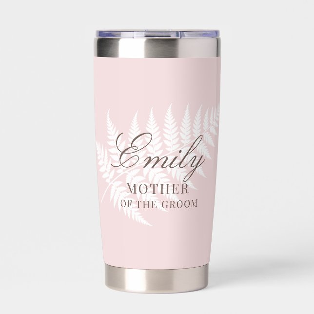 Brautmutter Rosa Weiß Farn Thermobecher (Vorderseite)