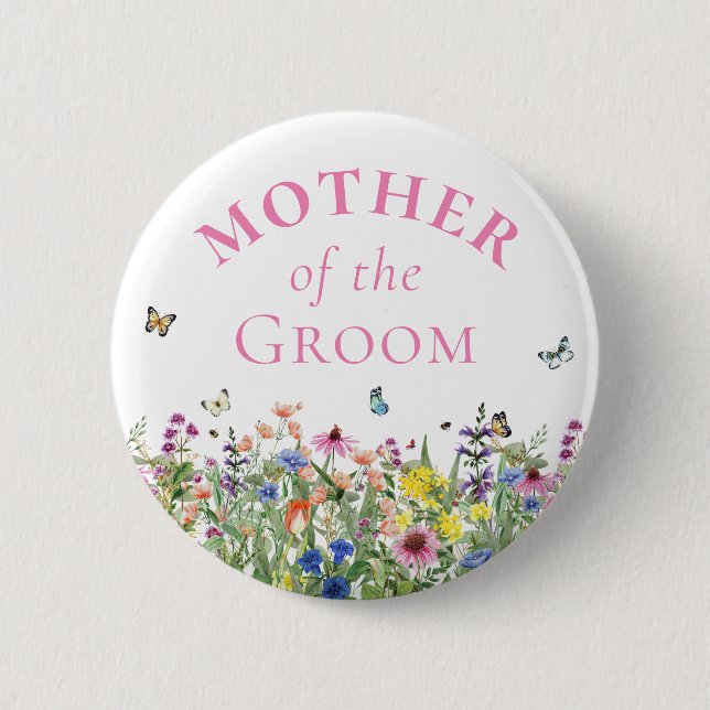 Brautmutter - Sommerblumen & Schmetterlinge Button (Vorderseite)