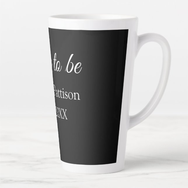 Brautname Datum schwarz weiß Junggesellinnenabschi Milchtasse (Rechts)