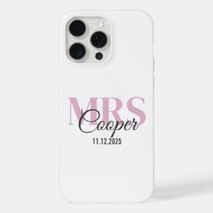 Brautname mit Hochzeitsdatum Crimson Light Pink iP iPhone 15 Pro Max Hülle
