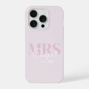 Brautname mit Hochzeitsdatum in rosa Schriftfarbe  iPhone 15 Pro Hülle