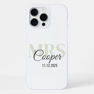 Brautname mit Hochzeitsdatum in weißer Schrift iPhone 16 Pro Max Hülle