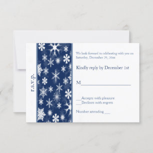 Brautpaar-Antwortkarte mit Navy und weißen Schneef RSVP Karte