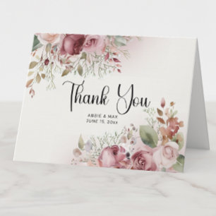 Brautpaar-Dankeskarten-Set 'Mauve Blush Floral 4-F Dankeskarte