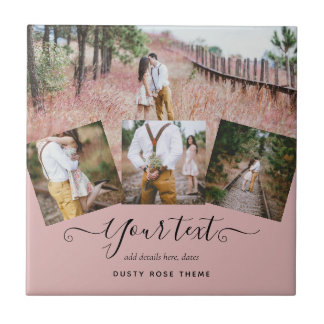 Brautpaar Hochzeit Foto Geschenk in Dusty Rose Pin Fliese