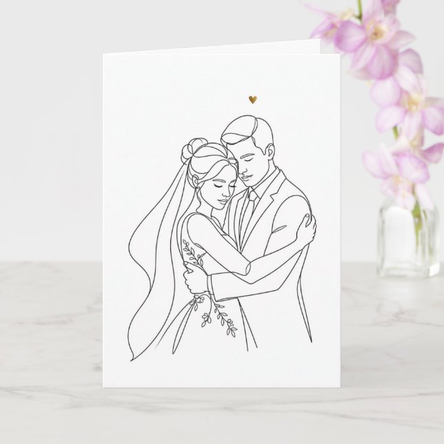 Brautpaar, Hochzeitstag Karte (Orchidee)
