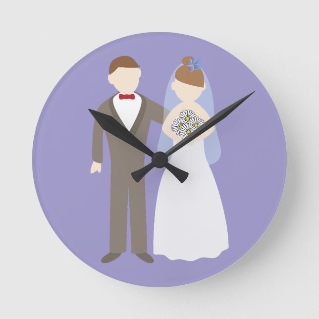 Brautpaar Runde Wanduhr (Vorderseite)