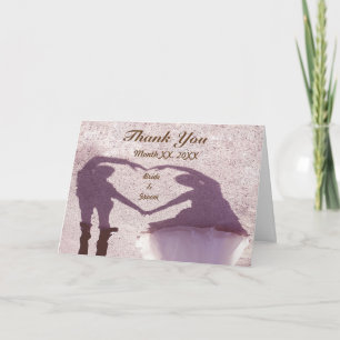 Brautpaar-Silhouette Herz im Sand Hochzeit Dankeskarte