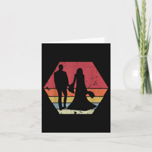 Brautpaar Vintage Retro Sonnenuntergang Braut Bräu Karte