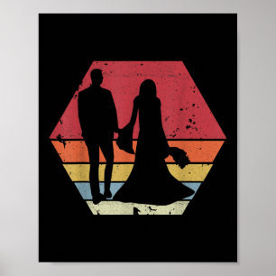 Brautpaar Vintage Retro Sonnenuntergang Braut Bräu Poster