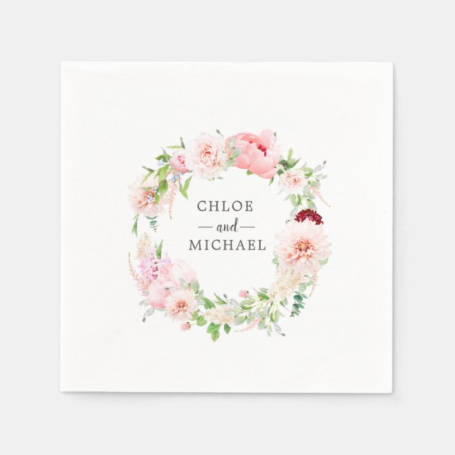 Brautpaare in Rosa und Weiß Serviette (Vorderseite)