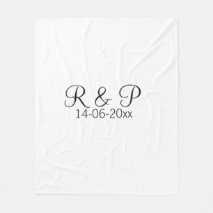 Brautpaarname Monogramm Datum Jahr Hochzeit Romant Fleecedecke