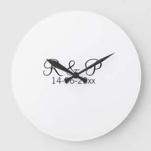 Brautpaarname Monogramm Datum Jahr Hochzeit Romant Große Wanduhr