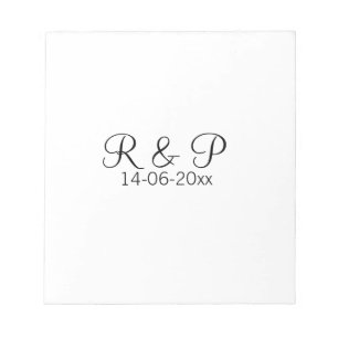 Brautpaarname Monogramm Datum Jahr Hochzeit Romant Notizblock