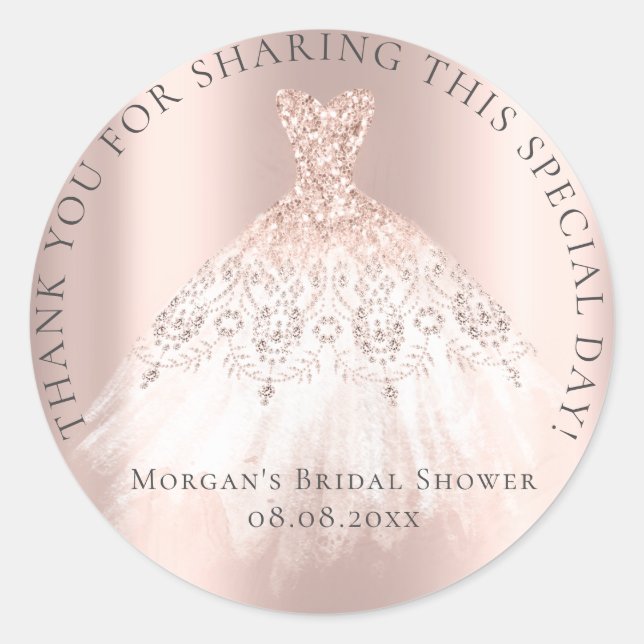 Brautparty 16. Danke Glitzer Pink Rose Runder Aufkleber (Vorderseite)