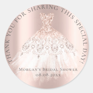 Brautparty 16. Danke Glitzer Pink Rose Runder Aufkleber