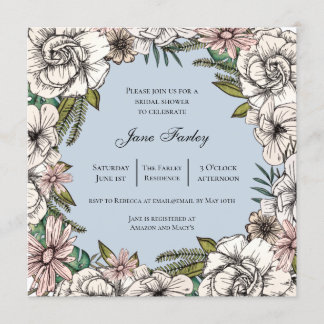 Brautparty an der Blumengrenze mit neutralen Blume Einladung