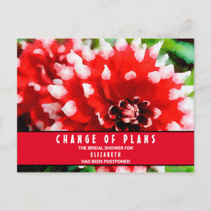 Brautparty Änderung der Pläne Rote Dahlia Postkart Postkarte