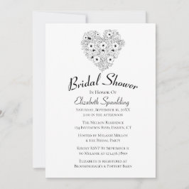 Brautparty Anemones Schwarz-weiße Blume Einladung