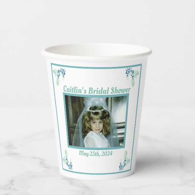 Brautparty Aqua Foto Pappbecher (Vorderseite)
